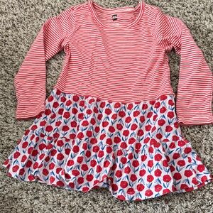 Tea Collection Striped Dress with Floral Skirt